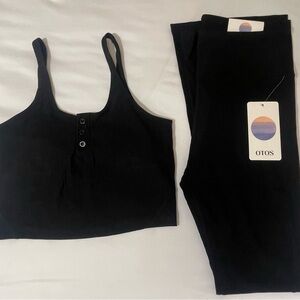 Black Crop Top and Leggings Set